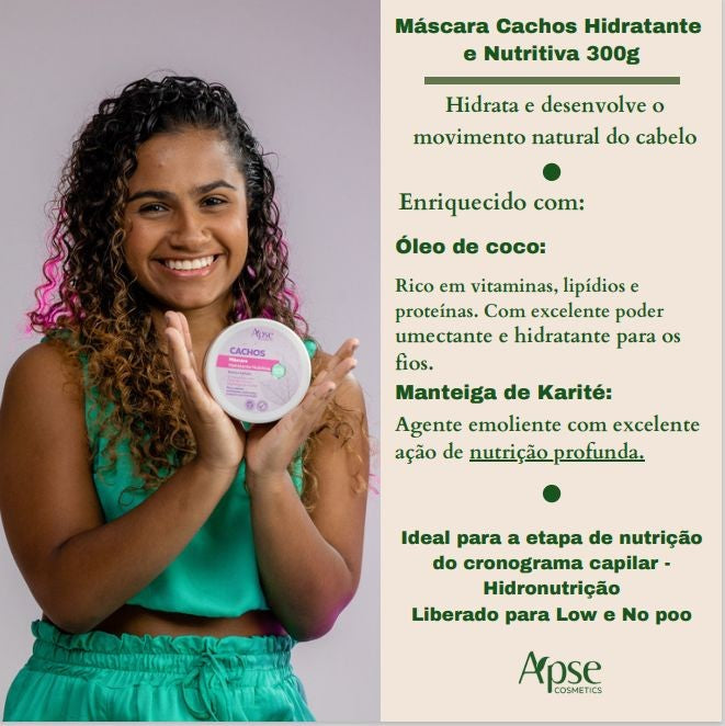 Máscara Cachos Hidratante Nutritiva 300g - Apse Vegano