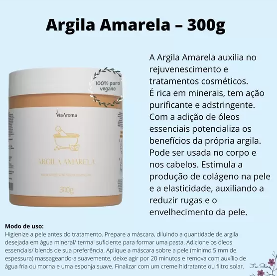 Skin Care Argila Rosto e Corpo 300G Vegana Via Aroma Opções Argila 300G Via Ar