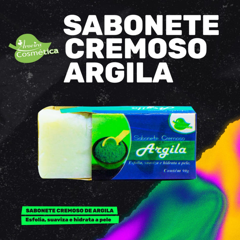 Kit 12 - Sabonete Cremoso Natural Argila 90g - Aroeira Cosmética - Limpeza Prof